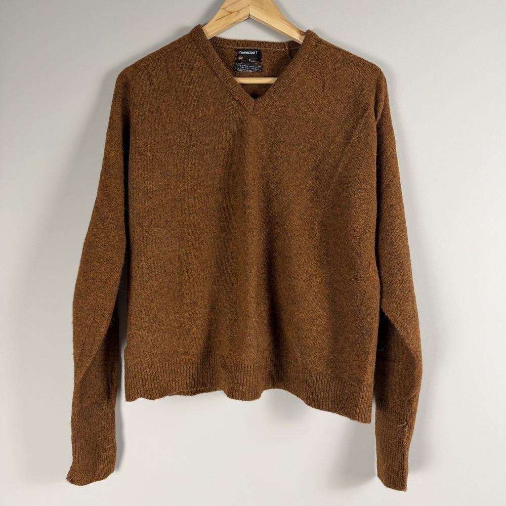 Pennys Towncraft 100%‎ Virgin Lambswool men's Sweater Large (Rust) vintage